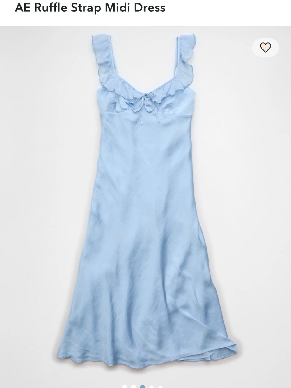 American Eagle Outfitters Light Blue Satin Slip Dress with Ruffle Straps